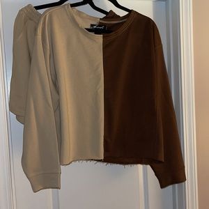 NWOT Brown and cream sweatsuit with short bottoms